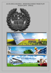 AX-ON AFRICA HOLDINGS * RENEWABLE ENERGY PROJECTS