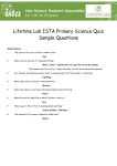 Lifetime Lab ISTA Primary Science Quiz Sample Questions