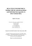 HEALTH ECONOMETRICS: Dealing with the selection problem and