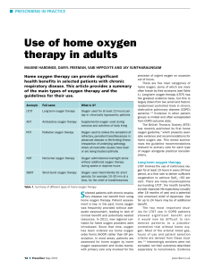 Use of home oxygen therapy in adults
