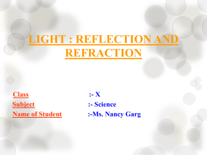 LIGHT : REFLECTION AND REFRACTION