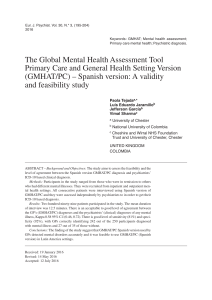 The Global Mental Health Assessment Tool Primary Care and