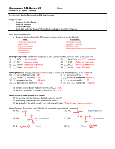 Compounds: SOL Review #3 Name: Ionic and Covalent Bonds 1