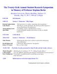 The Twenty-Sixth Annual Student Research Symposium in Memory