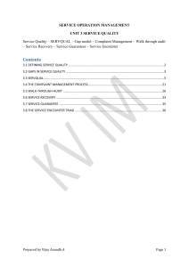 unit 3 service quality - KV Institute of Management and Information