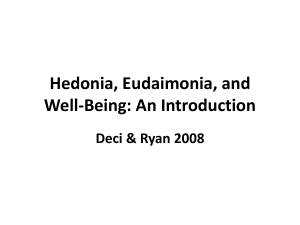 Hedonia, Eudaimonia, and Well-Being: An Introduction