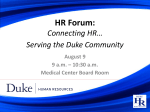 HR Forum: Connecting HR… Serving the Duke Community