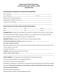 Cottage Food Registration Form - Wayne County Health Department