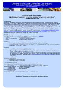 Mitochondrial - Reversible infantile respiratory chain deficiency