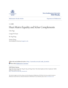 Hua`s Matrix Equality and Schur Complements - NSUWorks