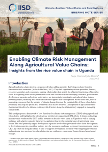 Enabling Climate Risk Management Along Agricultural Value Chains: