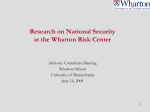 Research on National Security at the Wharton Risk Center