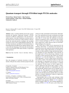 Quantum transport through STM-lifted single PTCDA molecules