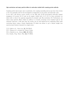 Spin excitations and many particle effects in molecules studied with