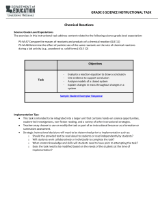 Task - Science - Grade 6 - Chemical Reactions