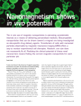 Nanomagnetism shows in vivo potential