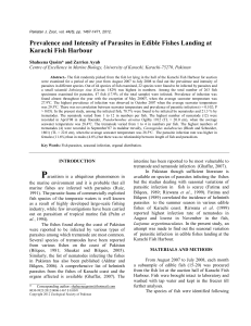 Prevalence and Intensity of Parasites in Edible Fishes Landing at
