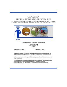 CANADIAN REGULATIONS AND PROCEDURES FOR