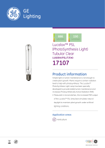 Lucalox™ PSL (PhotoSynthesis Light) Tubular Clear Product