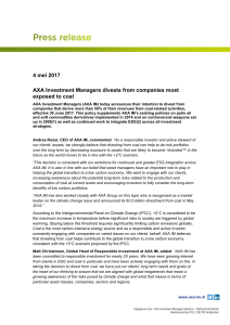 4 mei 2017 AXA Investment Managers divests from