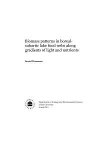 Biomass patterns in boreal- subartic lake food webs along gradients