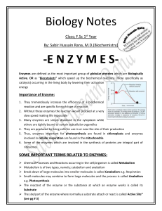 Enzyme Optimum pH - Sir Sabir Hussain