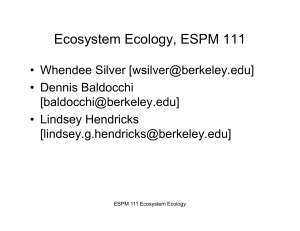 Ecosystem Ecology, ESPM 111