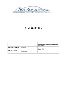 First Aid Policy - Bishopton Centre