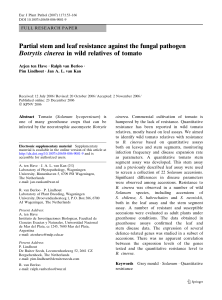 Partial stem and leaf resistance against the fungal pathogen Botrytis