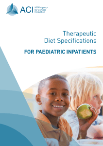 Therapeutic Diet Specifications for Paediatric Inpatients