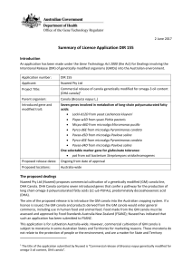 DIR 155 - Summary of licence application