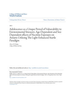 Adolescence as a Unique Period of Vulnerability to Environmental