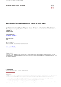 Highly doped InP as a low loss plasmonic material for