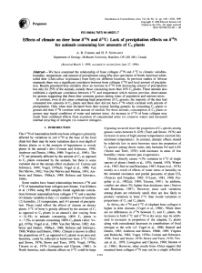 Effects of climate on deer bone S15N and 613C