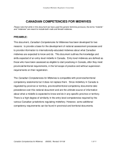Canadian Competencies for Midwives