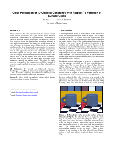 Color Perception of 3D Objects - David Brainard Lab