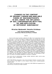 changes in the content of organic carbon and available forms of