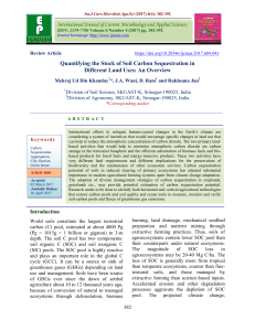 Quantifying the Stock of Soil Carbon Sequestration in