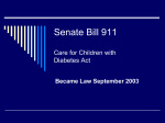 Senate Bill 911 Care for Children with Diabetes Act