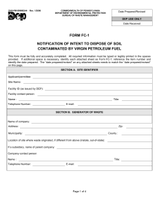 Form FC-1 Notification of Intent to Dispose of Soil