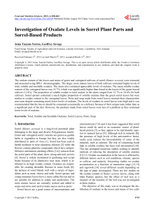 Investigation of Oxalate Levels in Sorrel Plant Parts and Sorrel