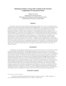 Randomness Rules: Living with Variation in the Nutrient