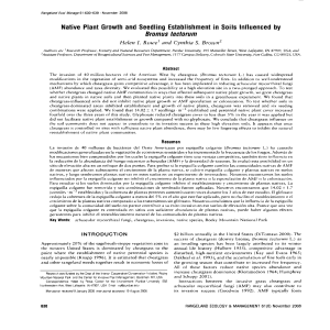 Native Plant Grow`lh and Seedling Establishment in Soils