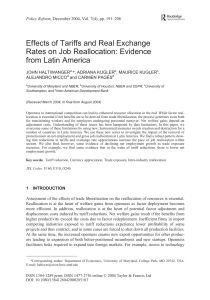 Effects of Tariffs and Real Exchange Rates on Job Reallocation