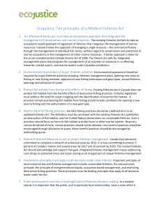 Ecojustice: Ten principles of a Modern Fisheries Act