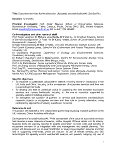 Ecosystem management scenarios for the