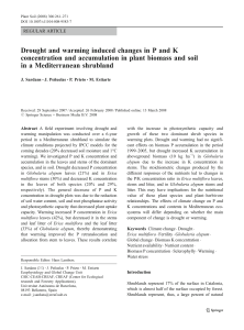 Drought and warming induced changes in P and K concentration