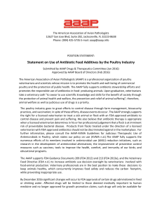 Statement on Use of Antibiotic Feed Additives by the Poultry Industry