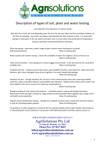 Description of types of soil, plant and water testing