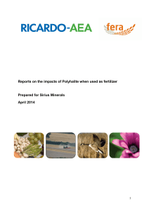Reports on the impacts of Polyhalite when used as fertilizer
